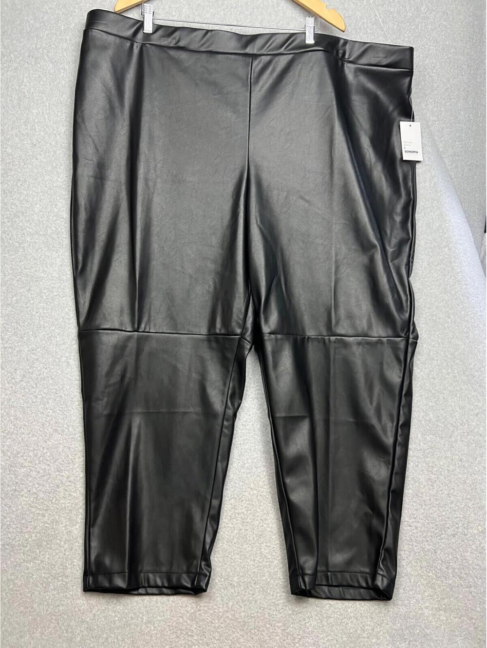 Nine West Pull On Legging Mid Rise Faux Leather Pants Womens Plus 3X Grunge Goth